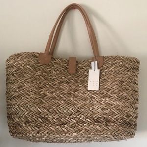 NWT Target A New Day Wicker Straw Tote Bag w/Clasp